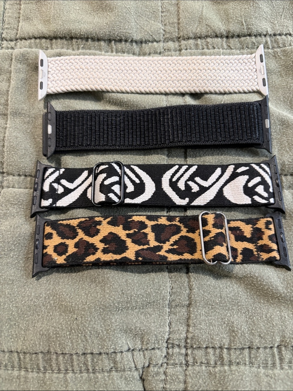Interchangeable Fabric Apple Watch Bands - Black, White, Leopard